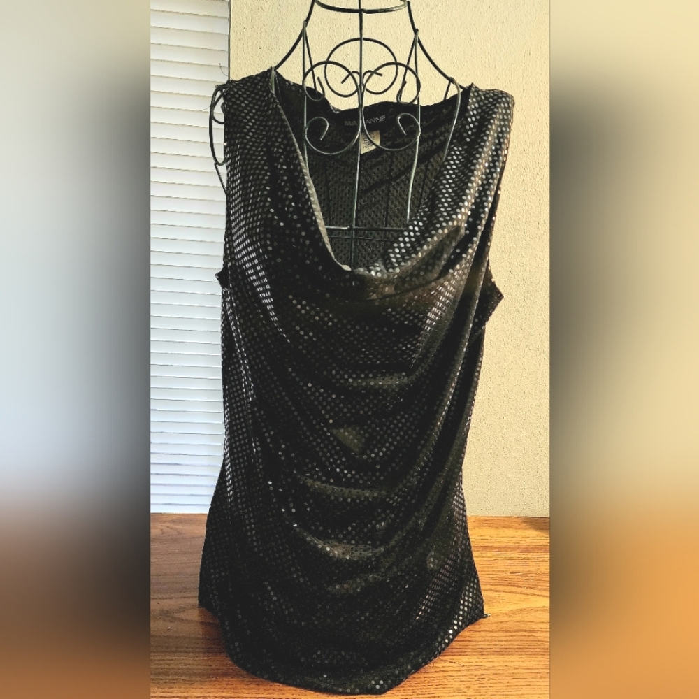 Marianne Black Sequin Top size XL